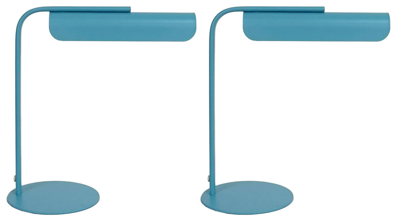 Poet'S Curve II - 14 X 14 - Metal Accent Lamp (Set of 2) - Powder Blue