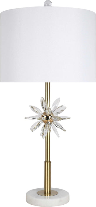 "Crystal Bloom II" Crystal And Marble Table Lamp (Set of 2) - White / Clear Crystal / Soft Gold
