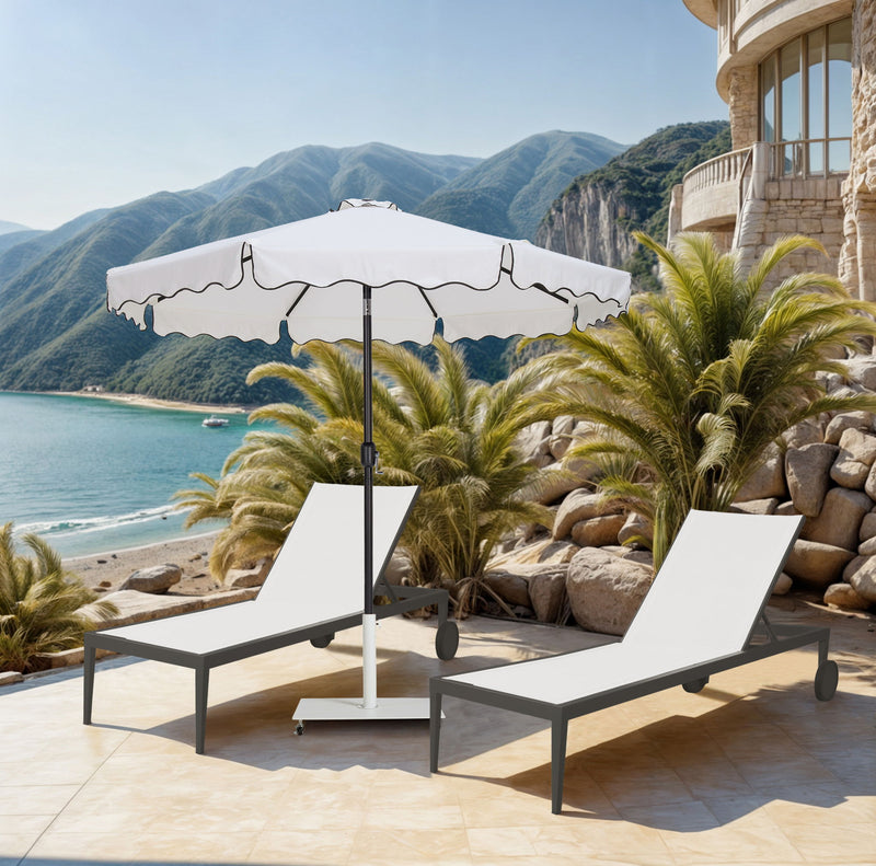 Amalfi - Aluminum Patio Umbrella - White Base / Black Pole