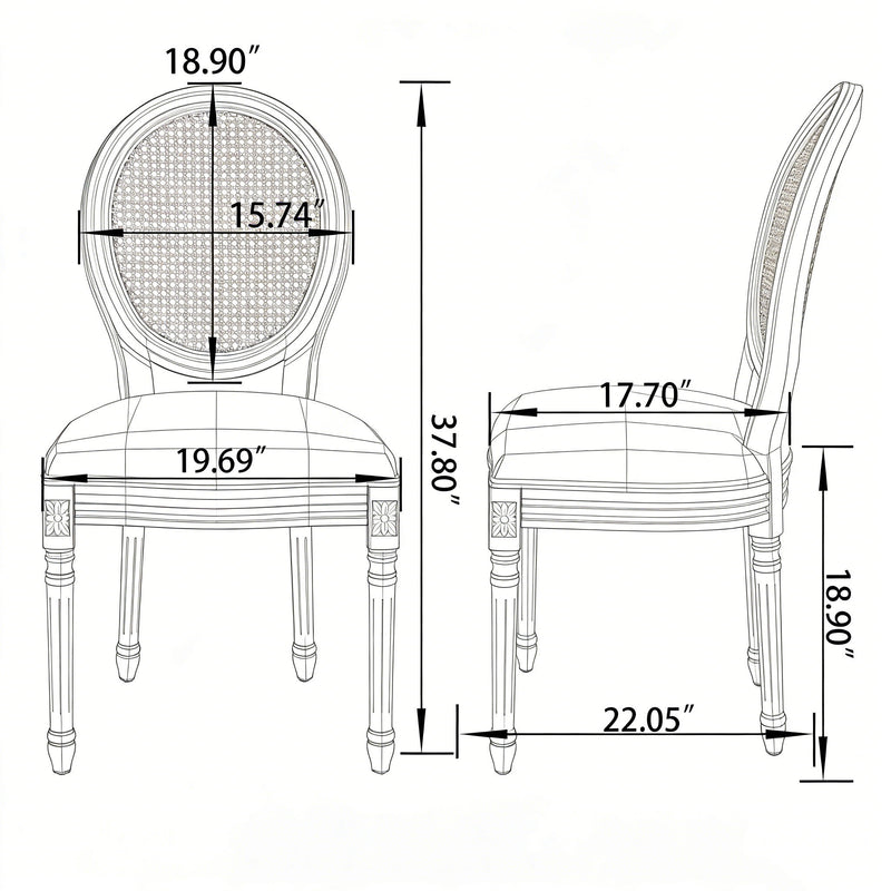French Country Dining Chairs & Round Back (Set of 2)