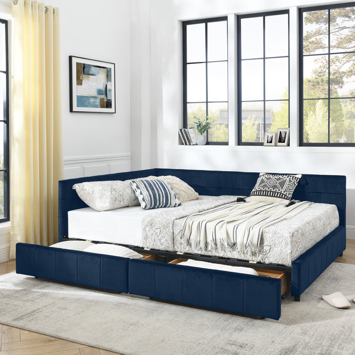 Upholstered Bed Frame With Tufted Backrest And Armrests