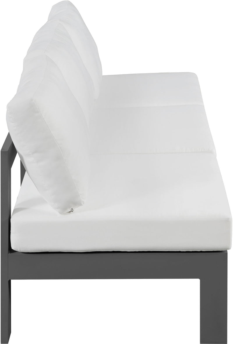 Nizuc - Outdoor Patio 3 Seat Armless Modular Sofa With Gray Frame
