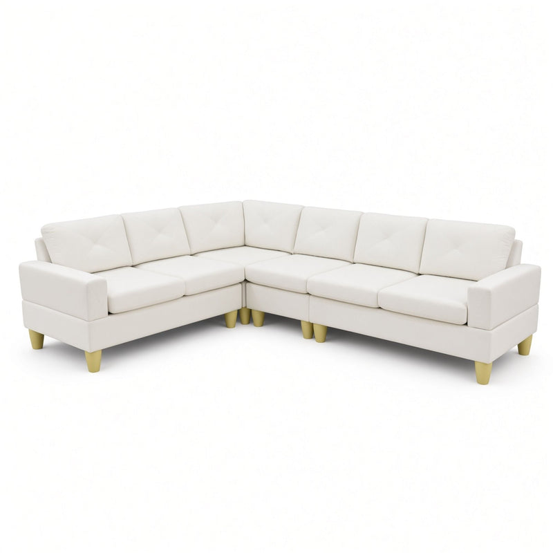 Modular L - Shaped Sectional Sofa 6 Seater 4 Piece Couch With Chaise
