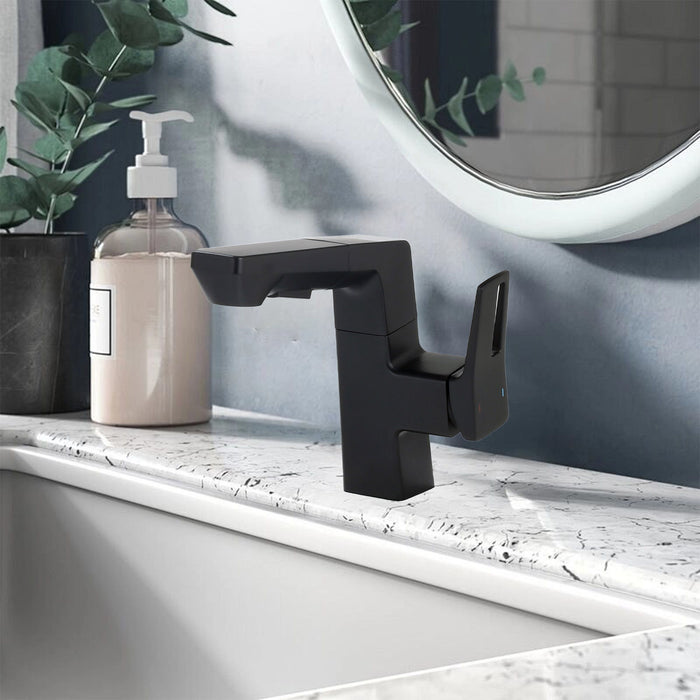 Modern Smart LED Bathroom Faucet With Temperature Digital Display And Pull Down Sprayer