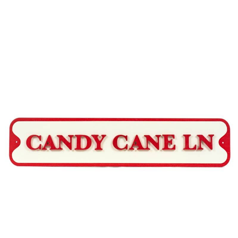 Candy Cane Lane Wood Sign
