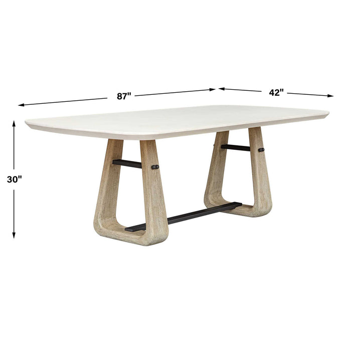 Circa - Concrete Outdoor Dining Table - White / Woodtone