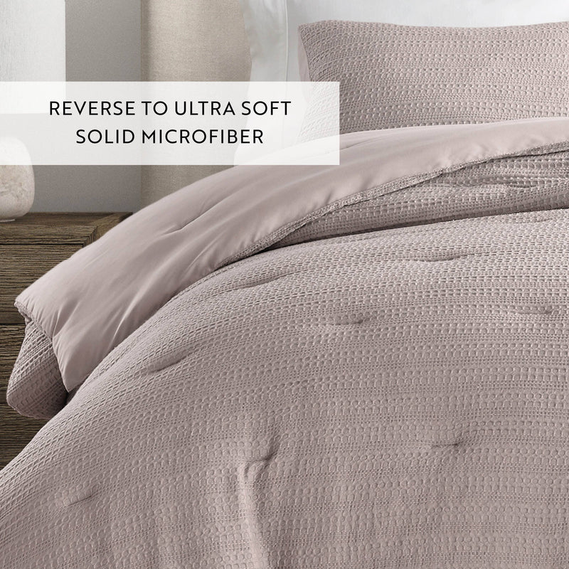 Waffle Textured 3 Piece Down Alternative Comforter Set