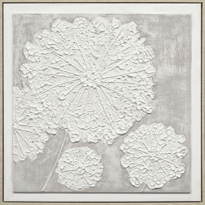 "Textured Elegance I" Hand-Painted Canvas In Frame - Neutral / Gray