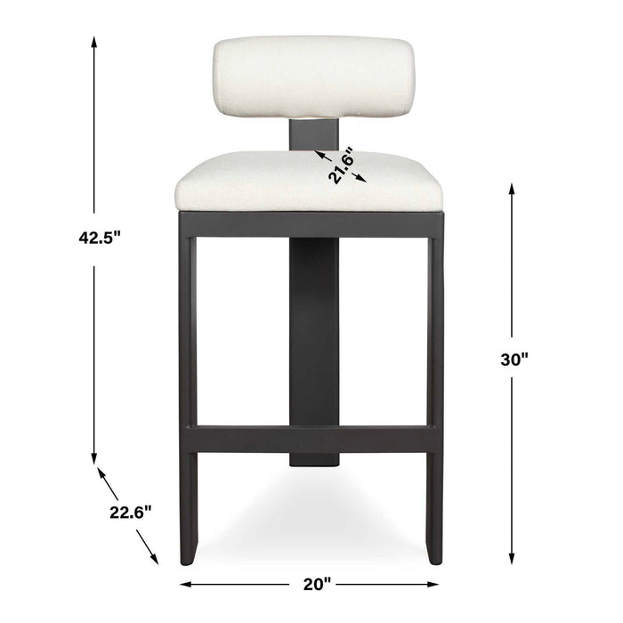 Bolster Back - Outdoor Bar Stool - White / Black