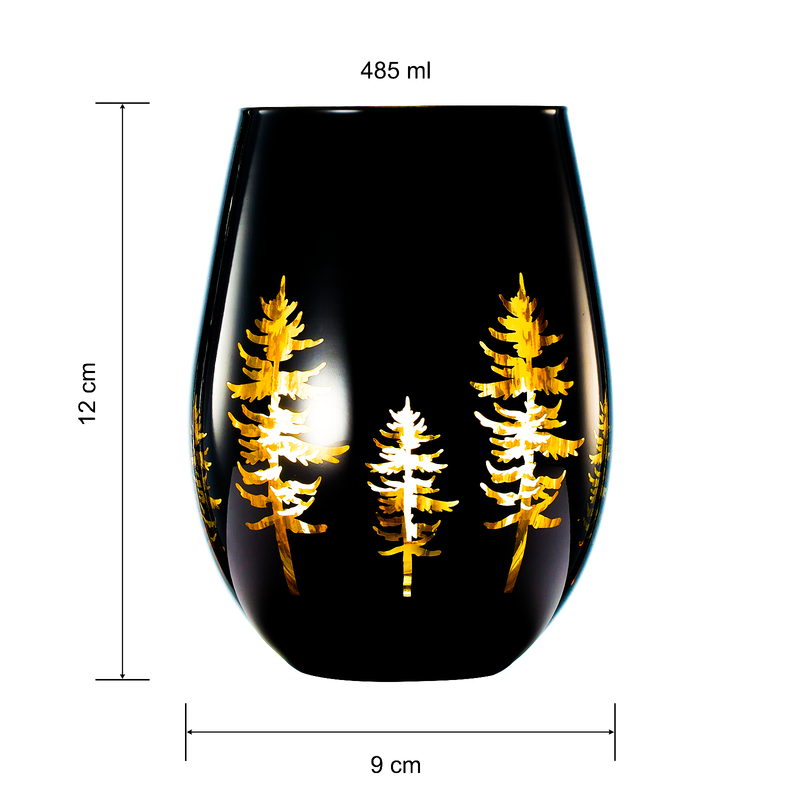 Crystal Holiday Winter Christmas Tree Stemless Wine Glass