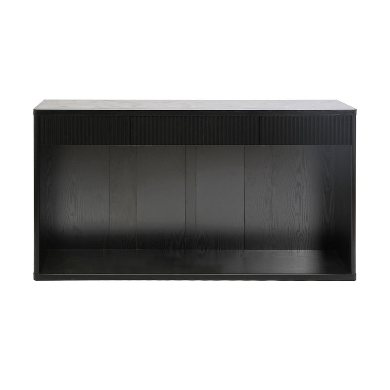 Fluted Console Table With 3 Drawers, Long Sofa Table Behind Couch For Living Room - Black