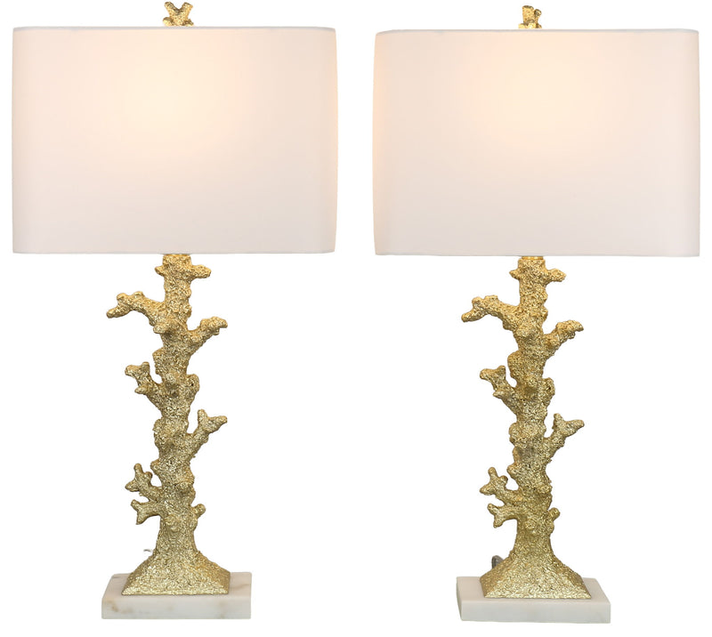 Gilded Reef - 30 X 15 - Resin Table Lamp (Set of 2) - White Marble