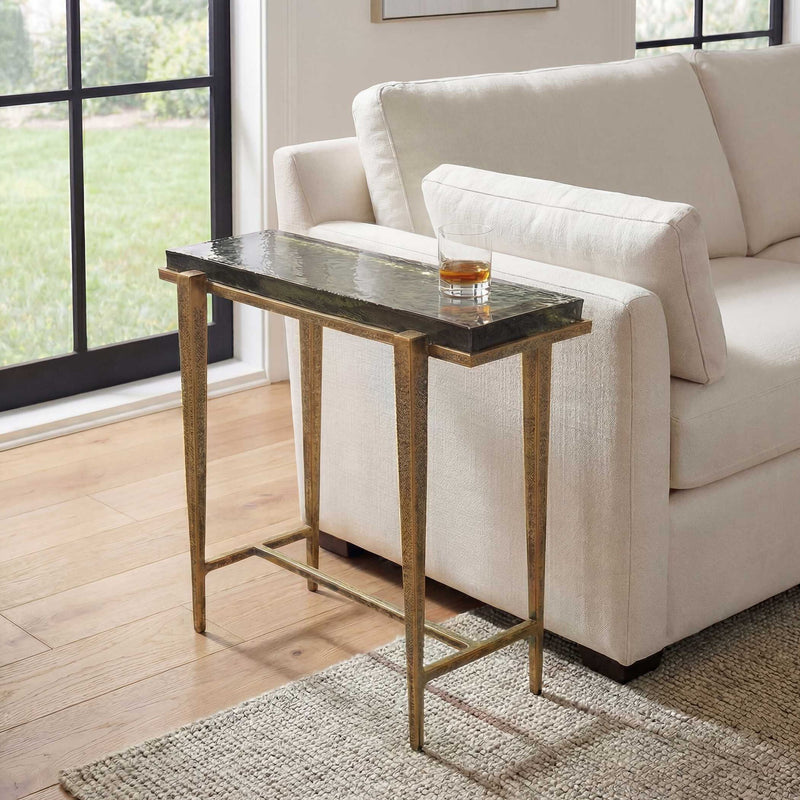 Preston - Rectangular Accent Table - Brass,Gold