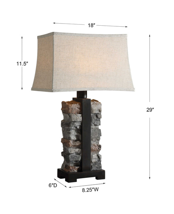 Kodiak - Stacked Stone Lamp - Beige & Dark Gray