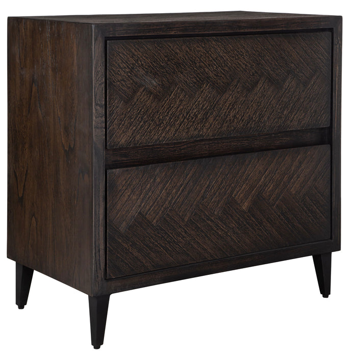 Abba - Herringbone Accent Chest - Dark Brown