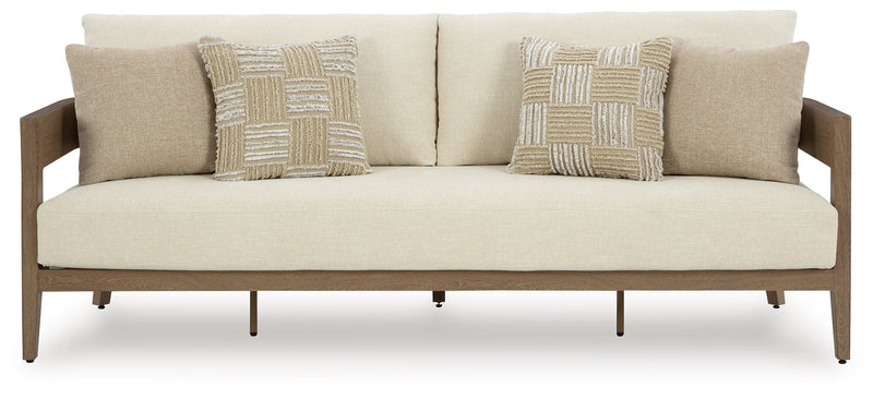 Serene Bay - Sofa With Cushion - Dark Brown / White