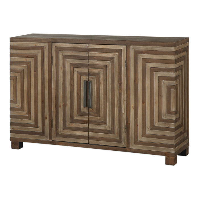 Layton - Geometric Console Cabinet - Light Brown