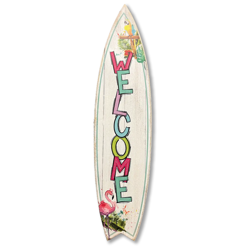 SURF BOARD WALL ACCENT COLORFUL WELCOME