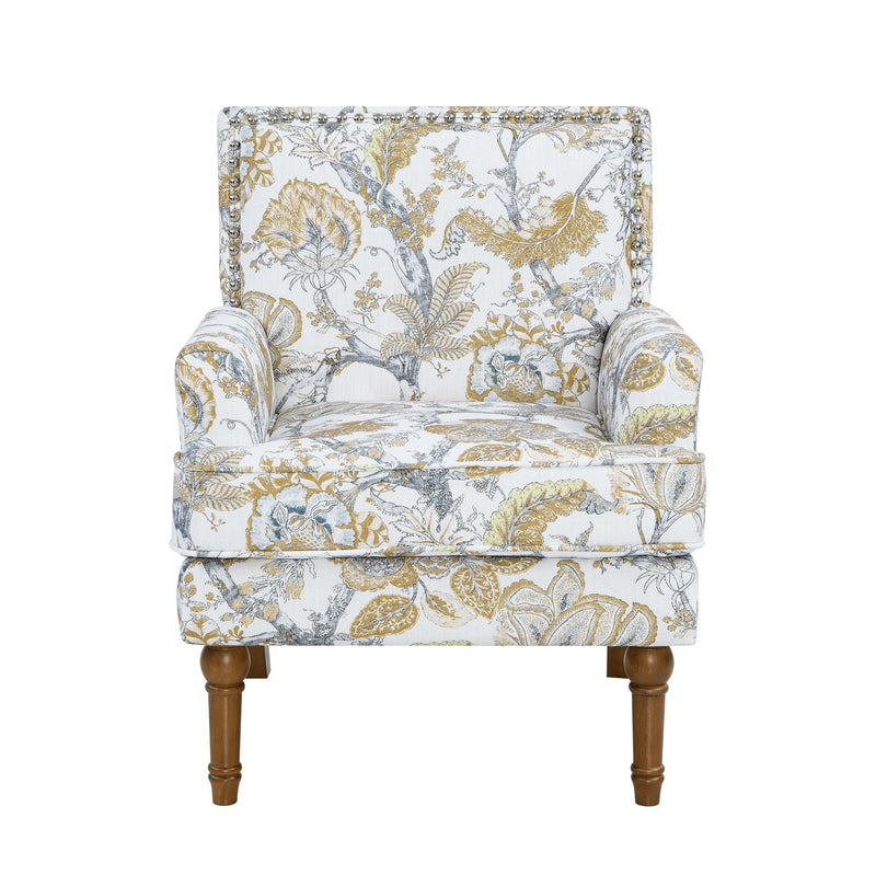 Floral Accent Armchair With Nailhead Trim