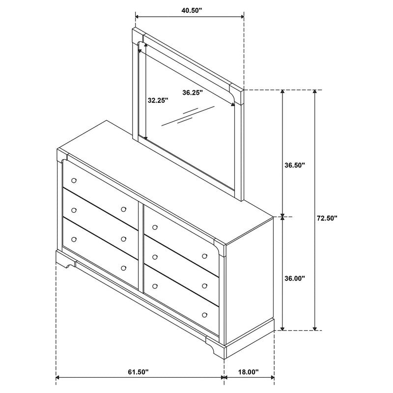 Sundance - 6 Drawer Dresser With Mirror - Dark Coffee