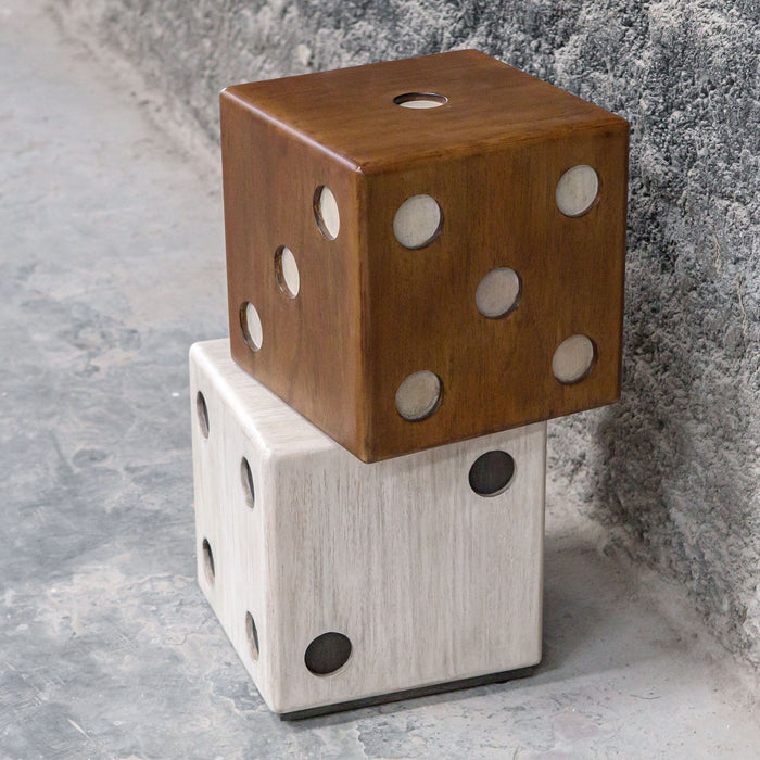 Roll - The Dice Accent Table - Light Brown & Pearl Silver