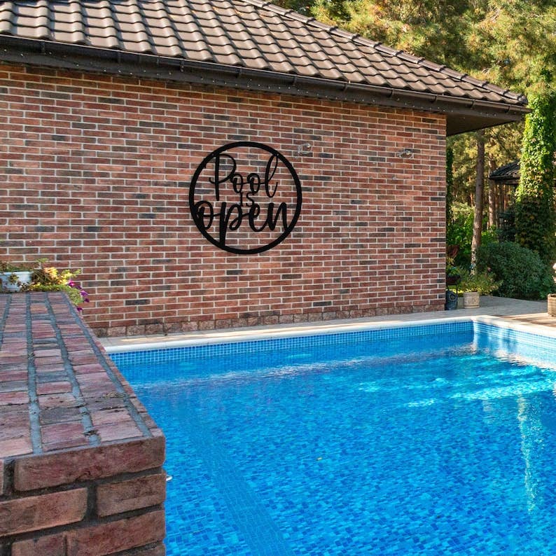 Pool Metal Sign, Poolside Sign, Backyard Metal Sign, Metal Sign for Outdoors, Porch Metal Sign, Pool Sign for Yards, Metal Pool Decor