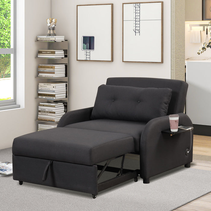 Versatile Pull Out Sofa Sleeper 3 In 1 With Wing Table & USB Charge, Compact Design