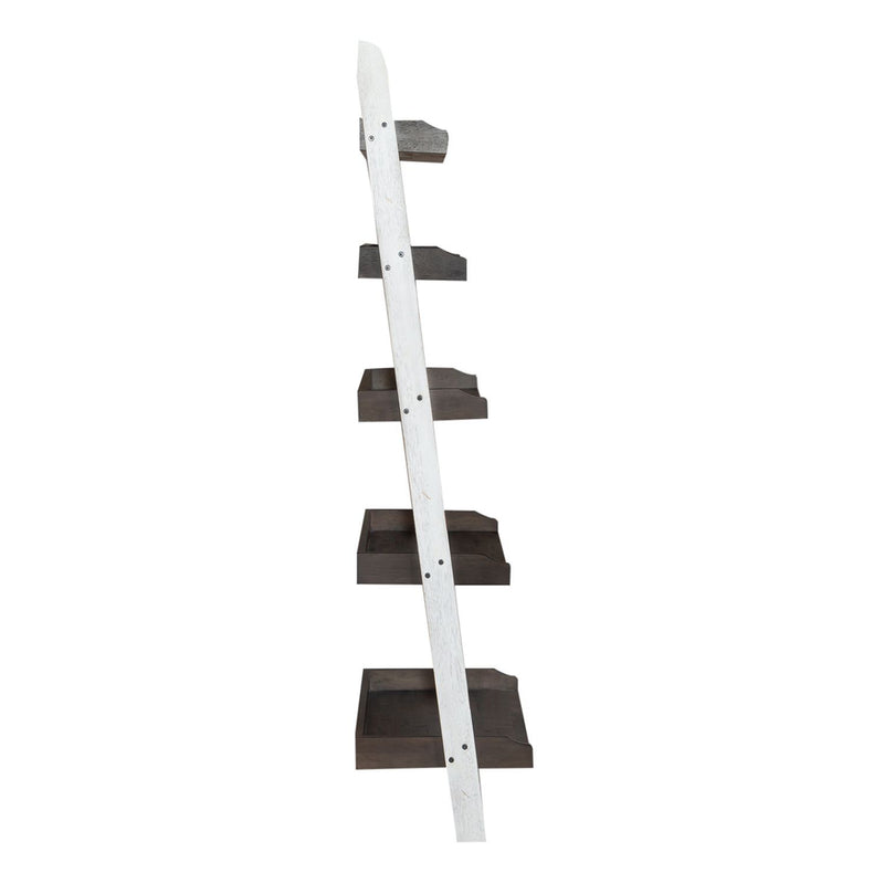Farmhouse - Leaning Bookcase - Two Tone White / Wood Tone