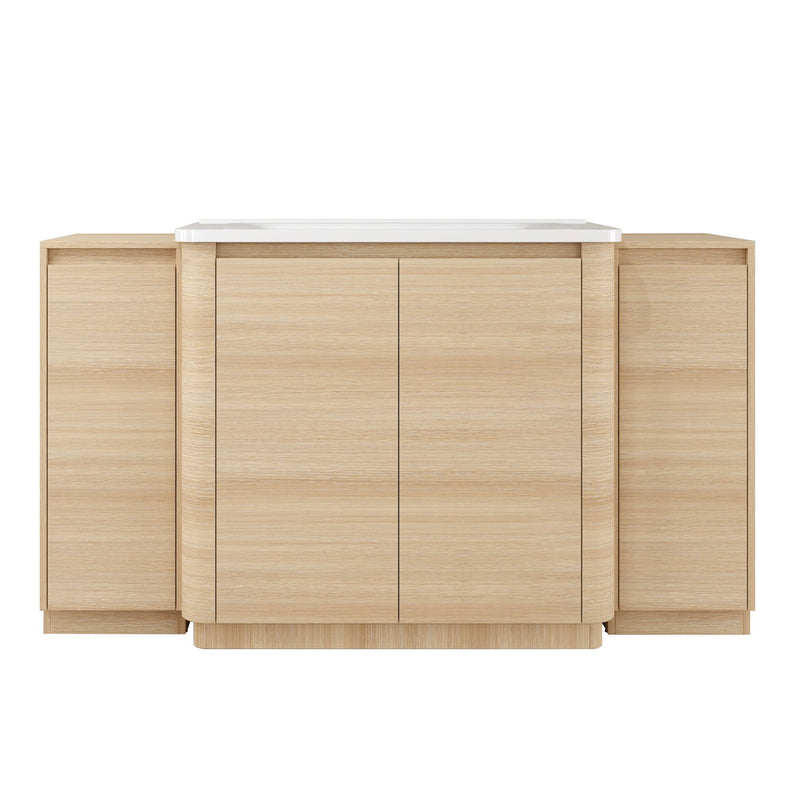 Freestanding Bathroom Vanity With Sink, 2 Small Storage Cabinets, Soft Close Doors