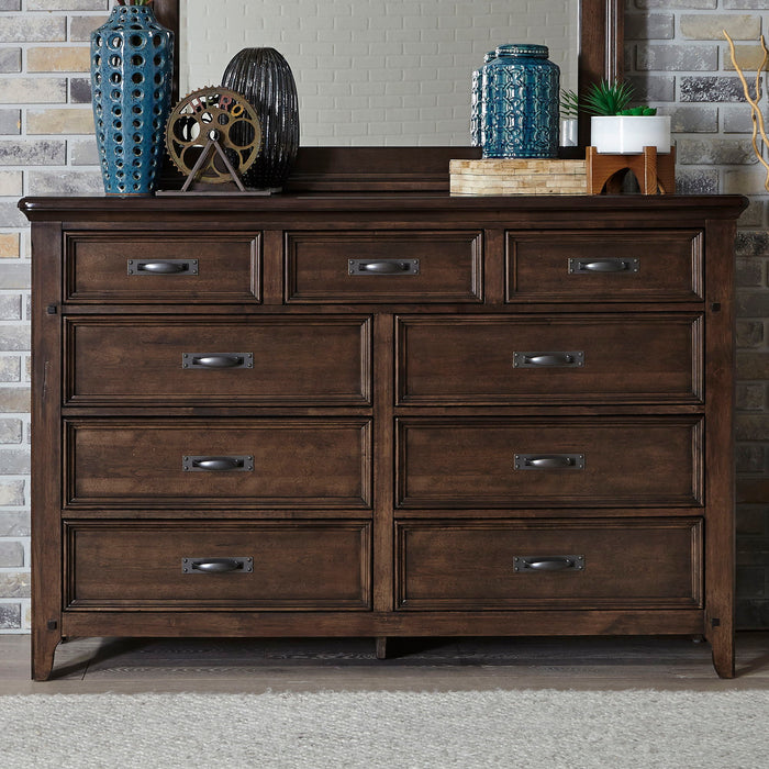 Saddlebrook - 9 Drawer Dresser - Dark Brown