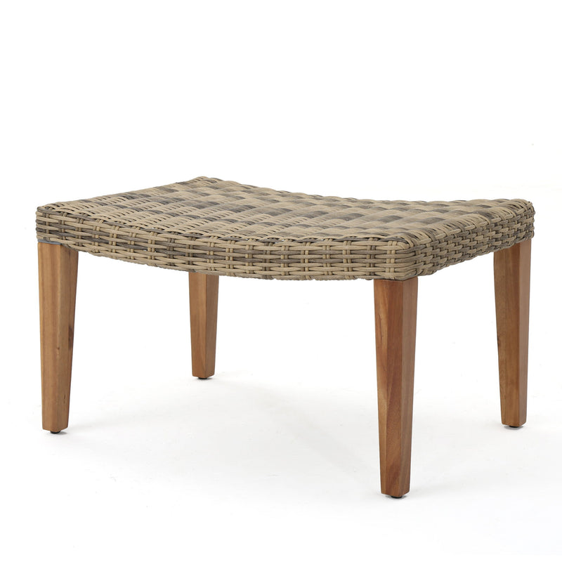 Outdoor Rattan Wicker Ottomans - Gray