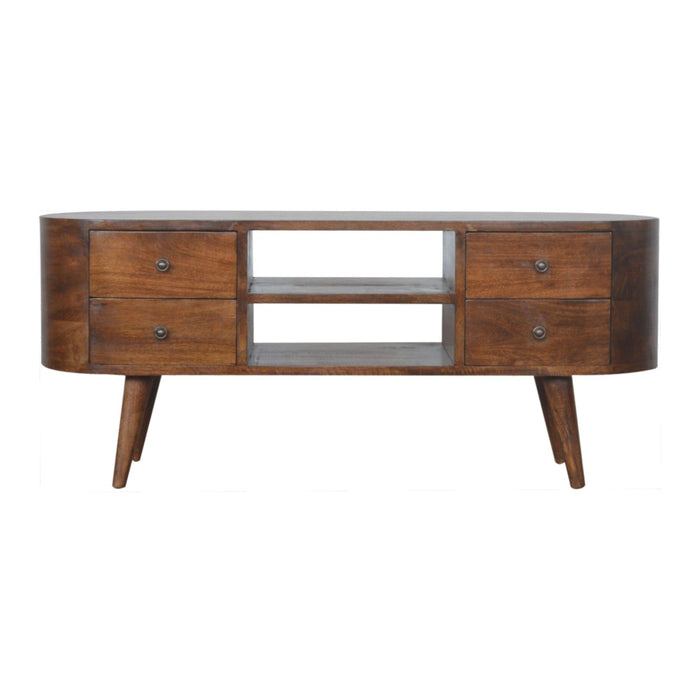 Solid Wood Rounded Entertainment Unit