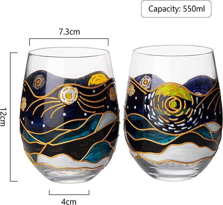 Van Gogh Artisanal Hand Painted Glasses | Set of 2