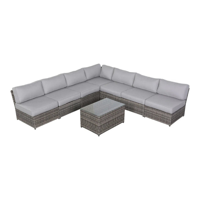 Comfortable Modern Patio Rattan Sectional Set With Cushions
