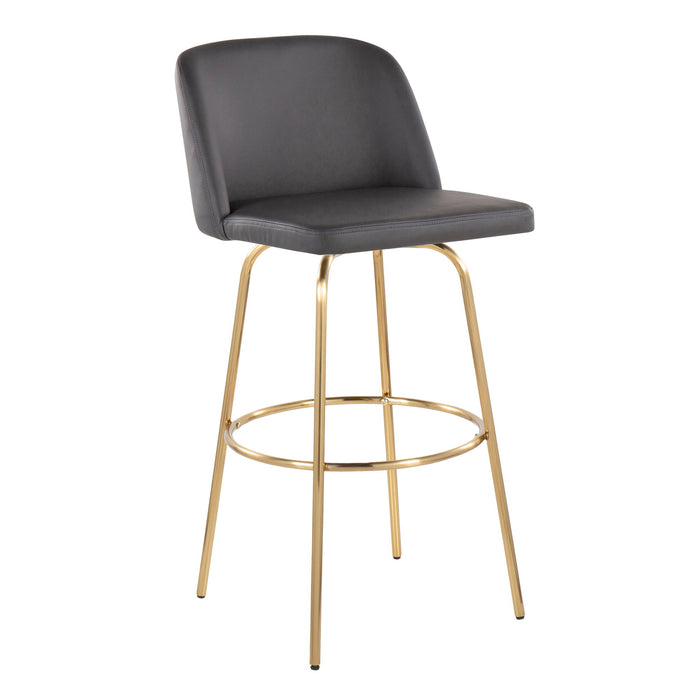 Toriano - Contemporary Fixed Height Barstool With Swivel And Round Footrest (Set of 2)