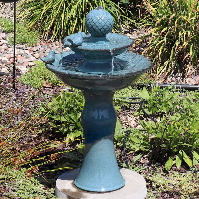 2-Tier Resting Birds Ceramic Water Fountain