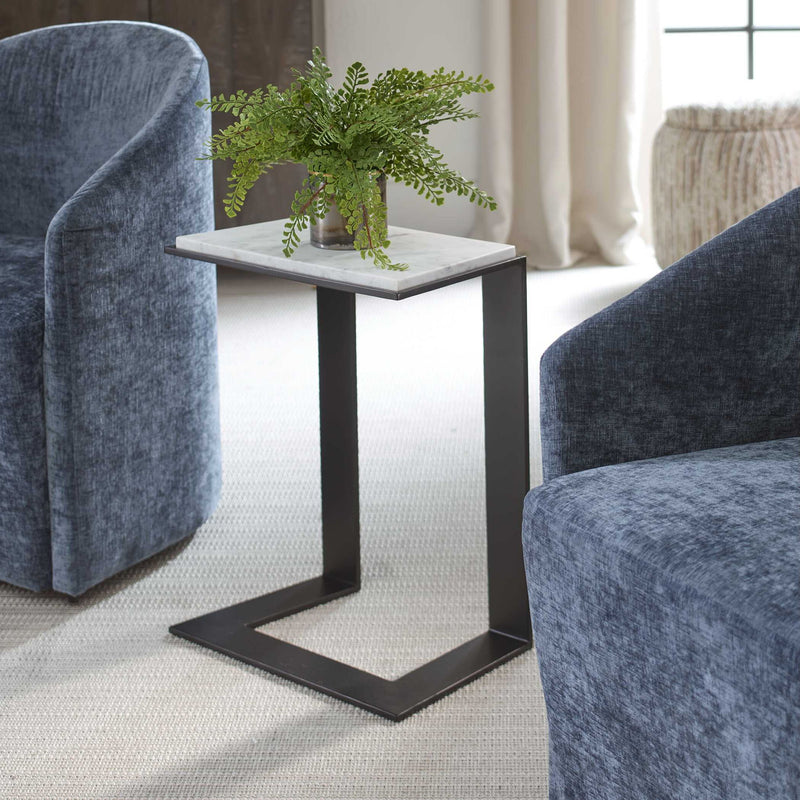 Kenora - Marble Accent Table - White