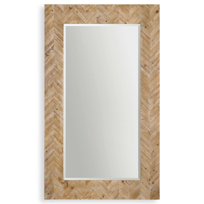 Demetria - Oversized Wooden Mirror - Light Brown