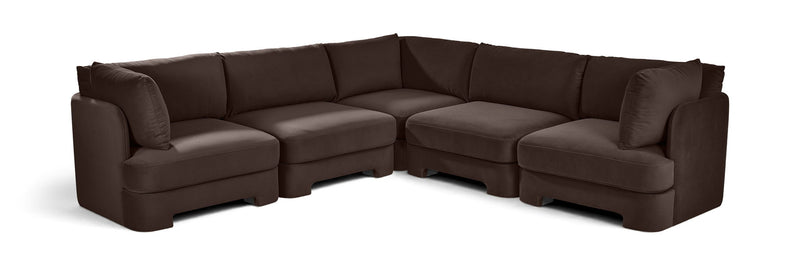 Hammond - Velvet Performance Fabric Upholstered 5 Piece Corner Sectional