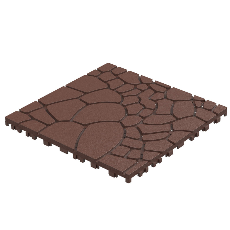 Stone Texture Patio Deck Tiles, 44 Pieces