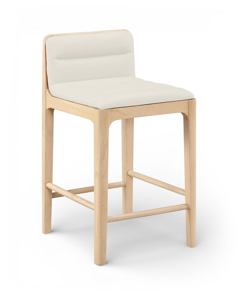 Ellis - Vegan Leather Upholstered Counter Stool (Set of 2) - Natural Base