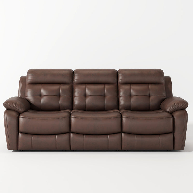 Genuine Non Power Reclining Sofa With Drop Down Table, Stainless Steel Cupholders And Magazine Bag