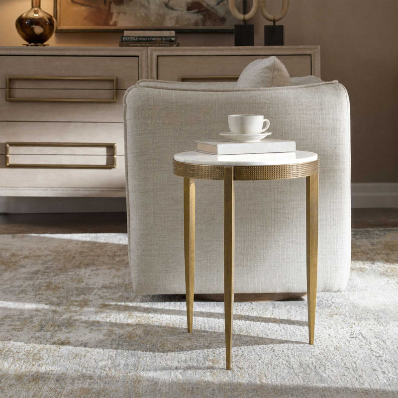 Ocilla - Accent Table - Brass,White