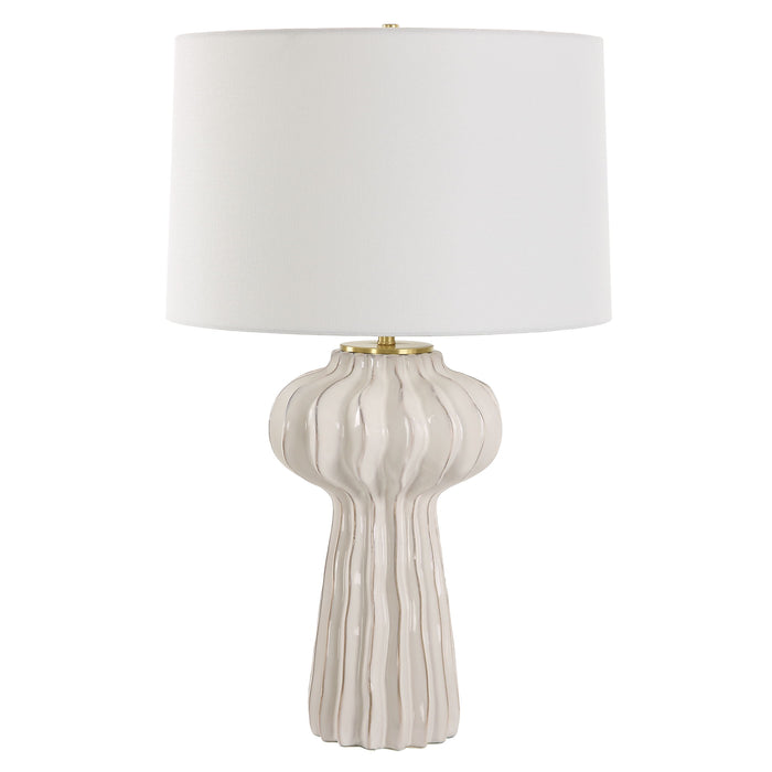 Wrenley - Ridged Table Lamp - White