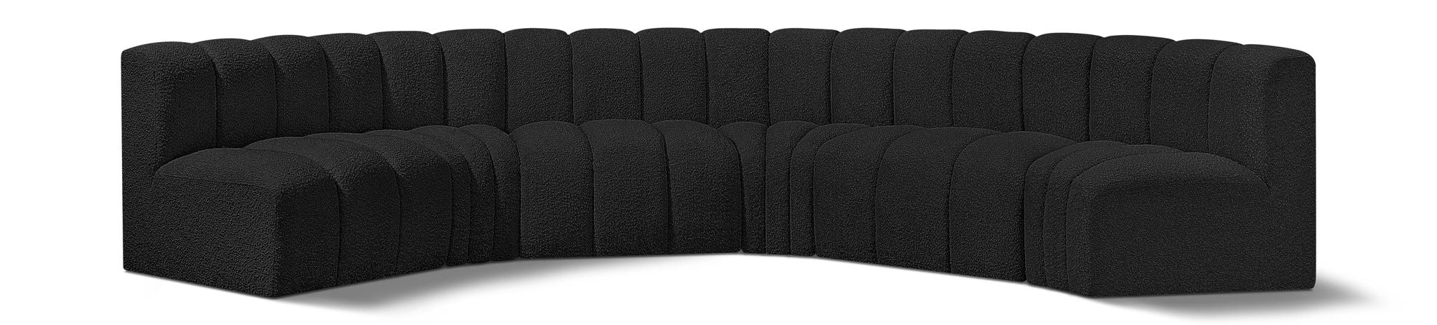 Arc - Boucle Fabric 6 Piece U-Shaped Modular Sofa