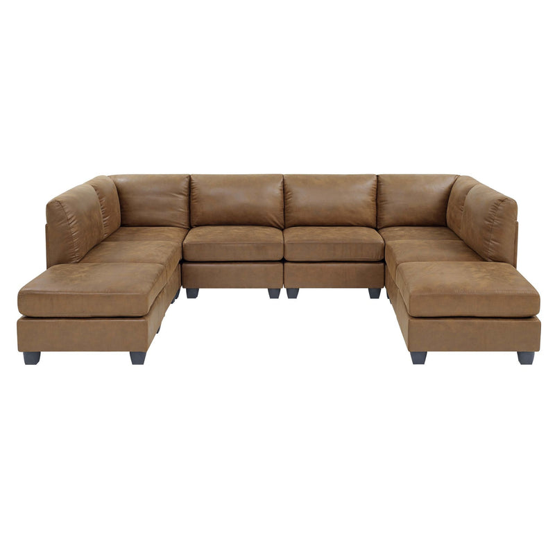 Modular Sectional, Customizable Layout, Removable Cushions - Brown