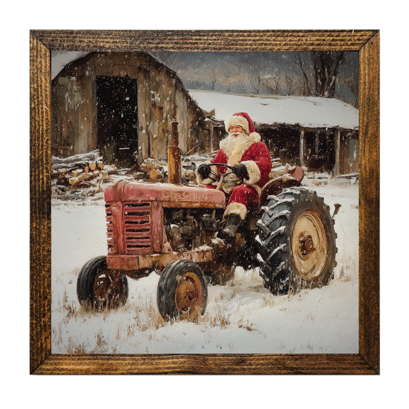 TIMBERLAND FRAME CHRISTMAS ON THE FARM SANTA TRACTOR