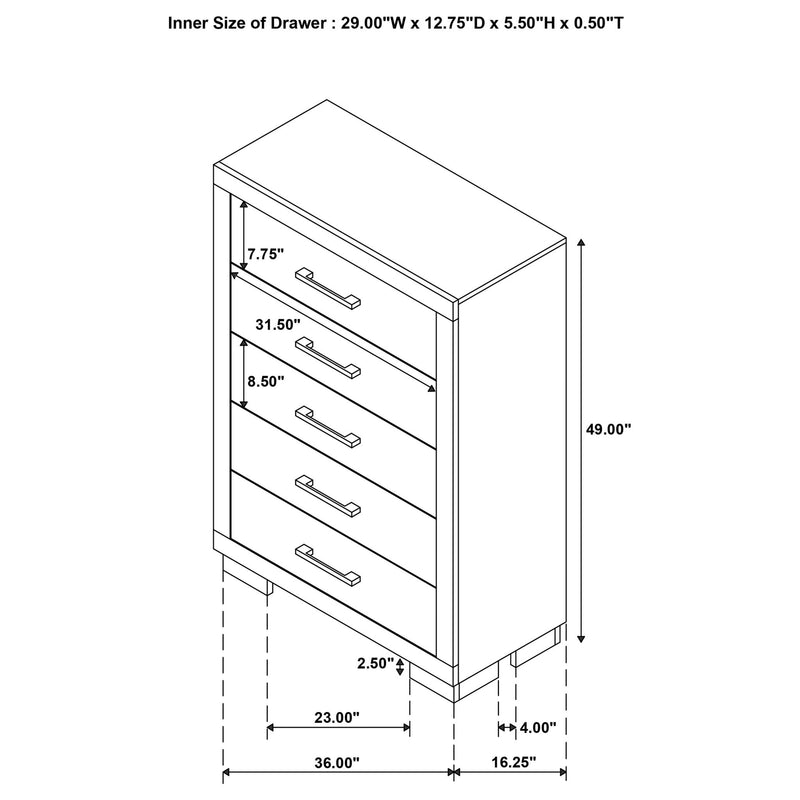 Polk - 5 Drawer Bedroom Chest