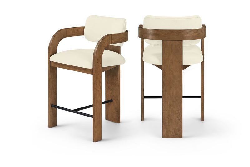 Cedra - Velvet Performance Fabric Upholstered Counter Stool - Brown Frame
