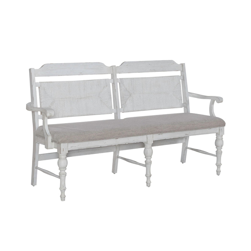 River Place - Panel Back Bench - Riverstone White & Tobacco